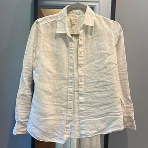 J. Crew Factory white linen button down shirt